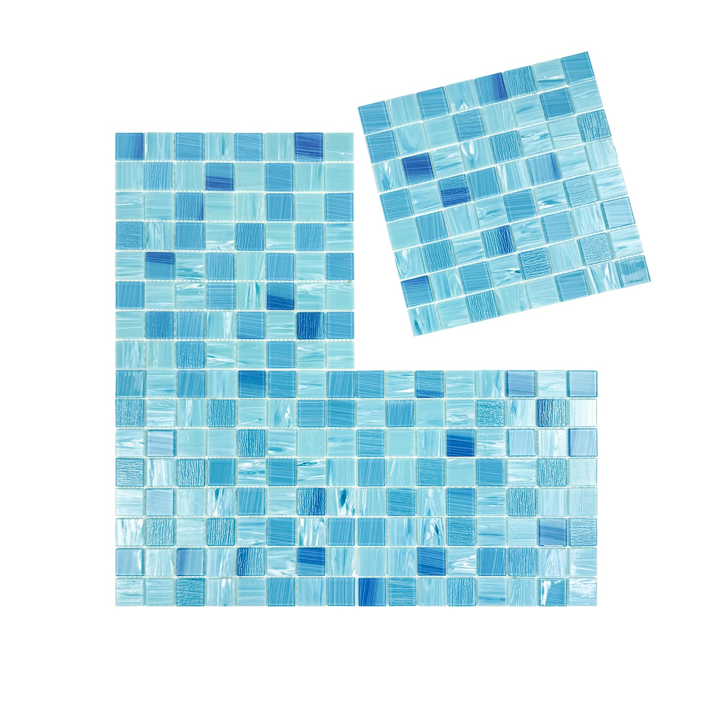 Noble Haven Tiffany Blue & French Blue Glass Mosaic Swimming Pool Tile