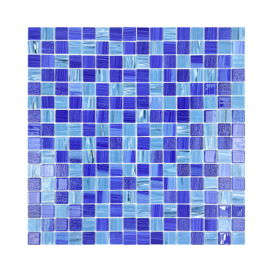 Noble Haven Aqua Blue & Klein Blue Mixed Glass Mosaic Swimming Pool Tile