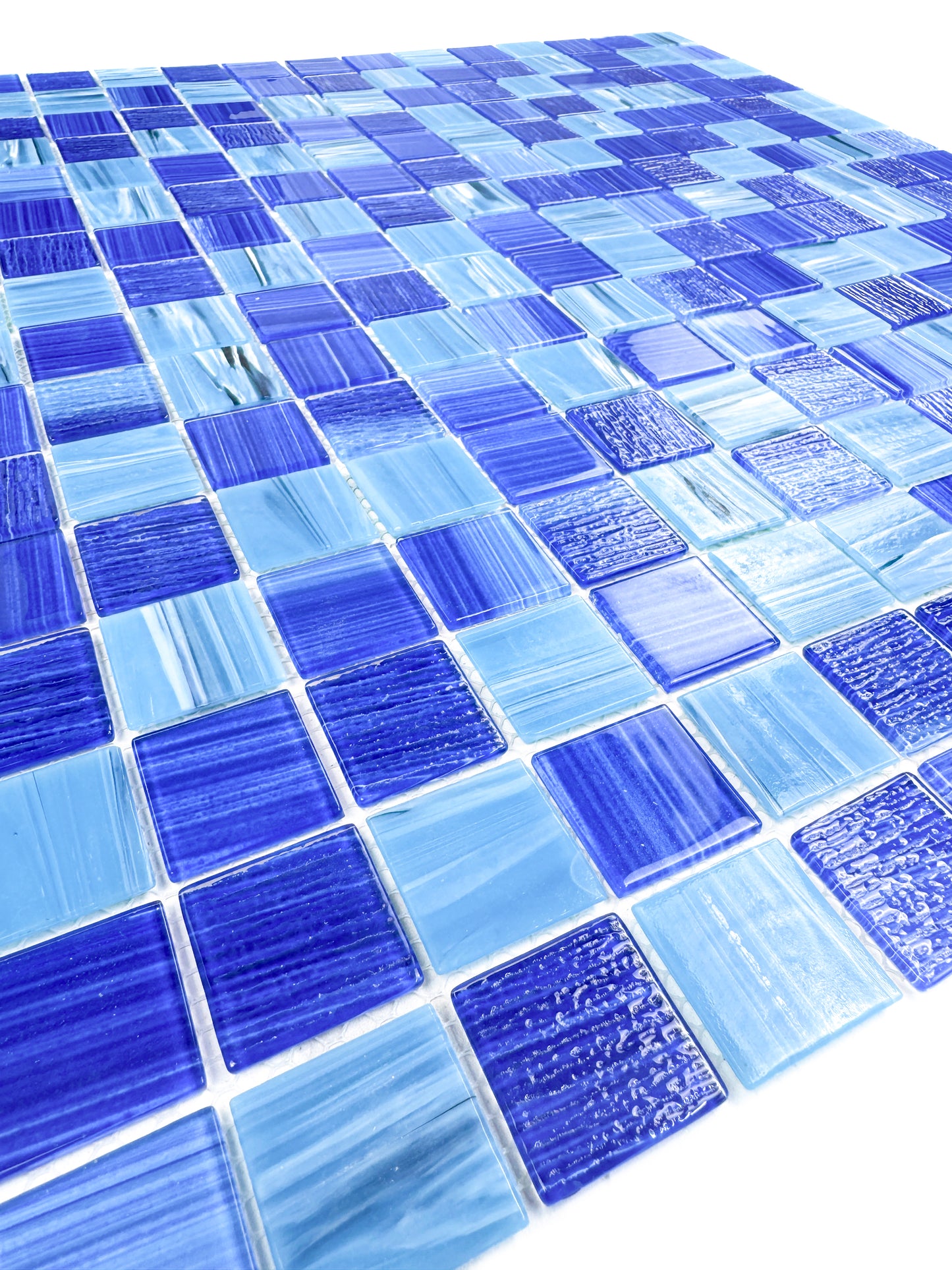 Noble Haven Aqua Blue & Klein Blue Mixed Glass Mosaic Swimming Pool Tile