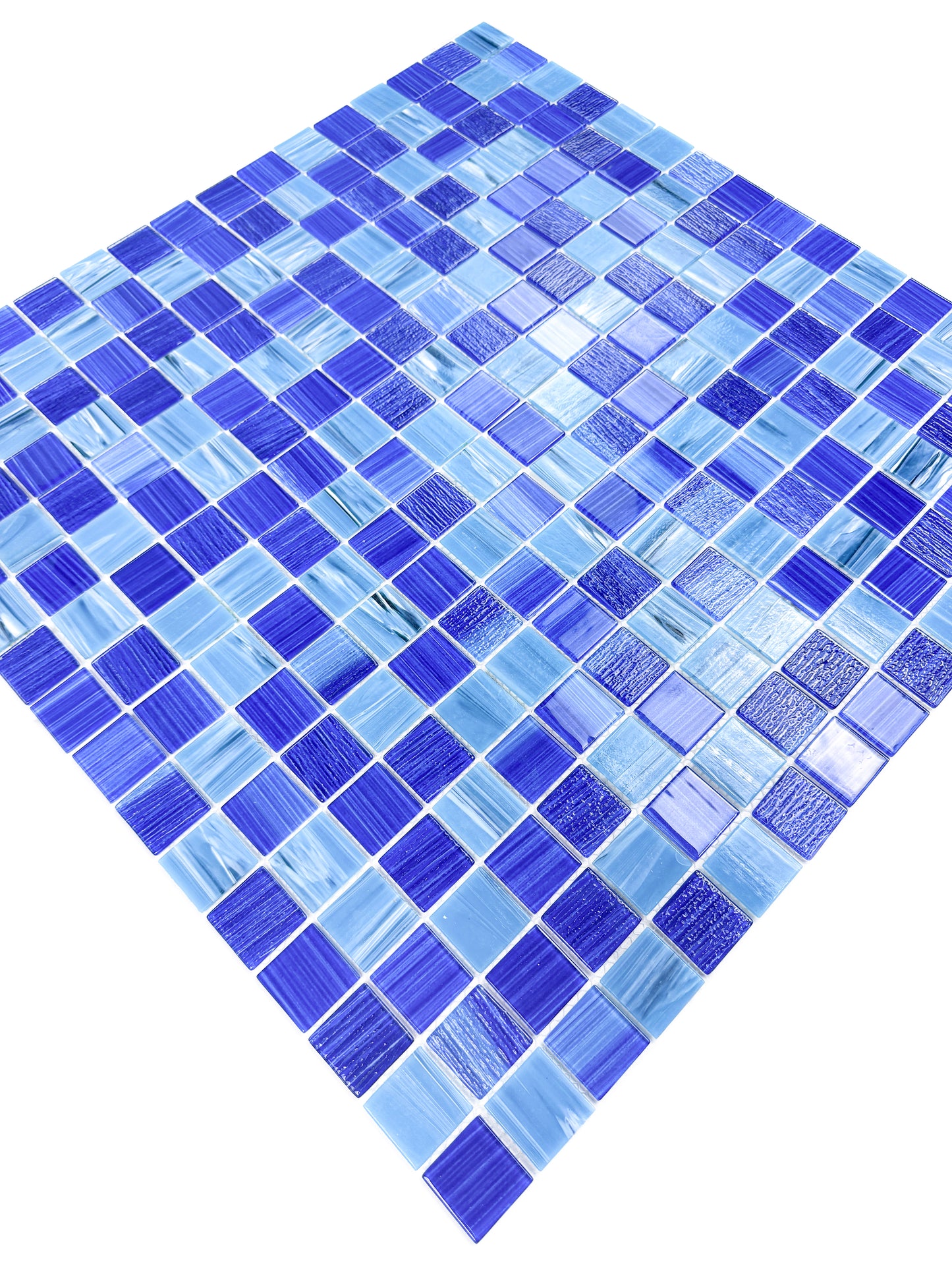 Noble Haven Aqua Blue & Klein Blue Mixed Glass Mosaic Swimming Pool Tile