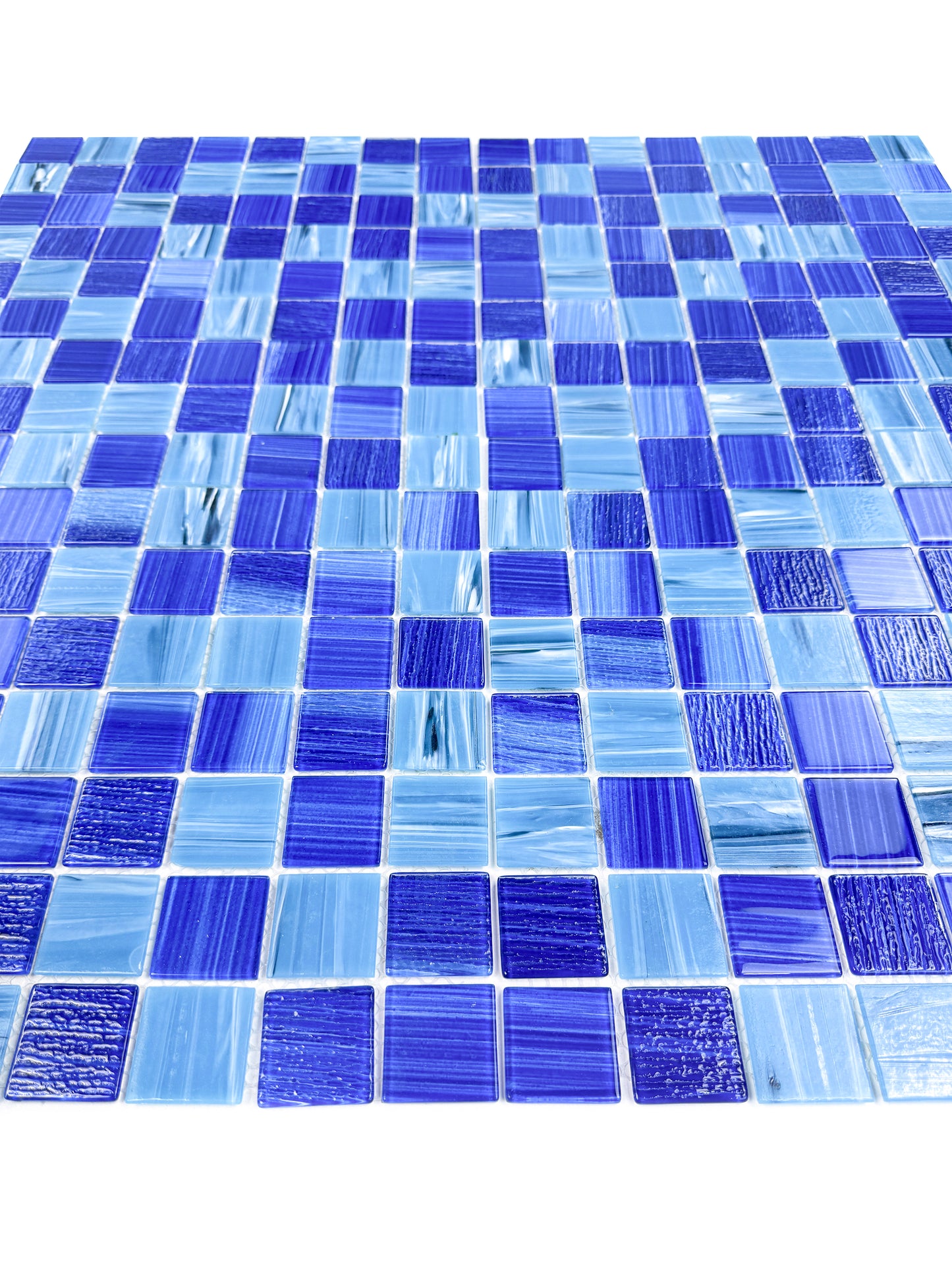 Noble Haven Aqua Blue & Klein Blue Mixed Glass Mosaic Swimming Pool Tile