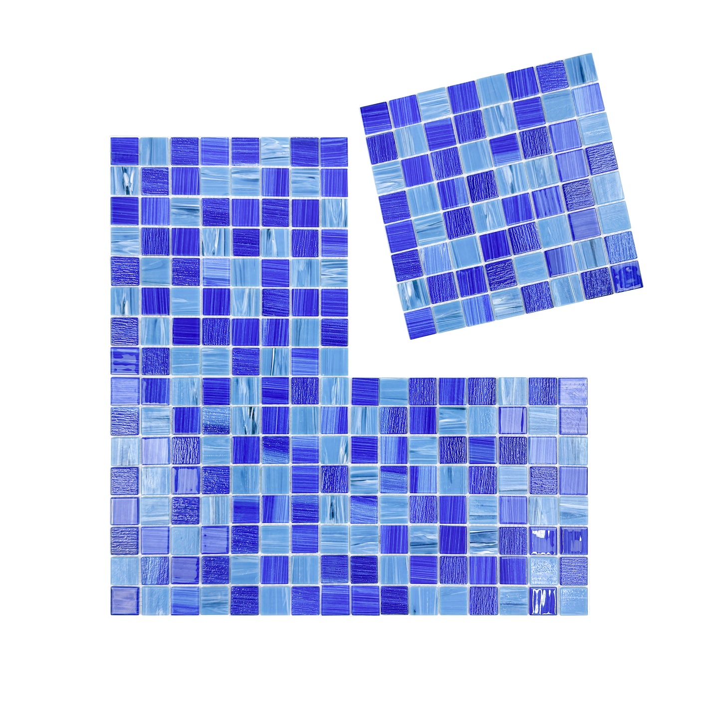 Noble Haven Aqua Blue & Klein Blue Mixed Glass Mosaic Swimming Pool Tile