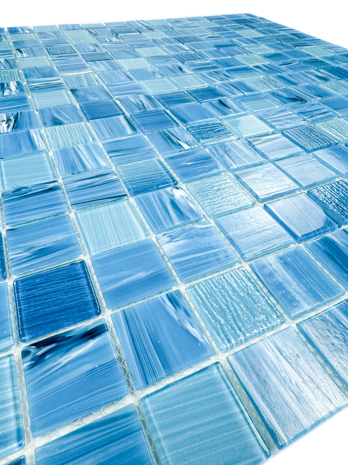 Noble Haven Tiffany Blue & Light Blue Mixed Glass Mosaic Swimming Pool Tile