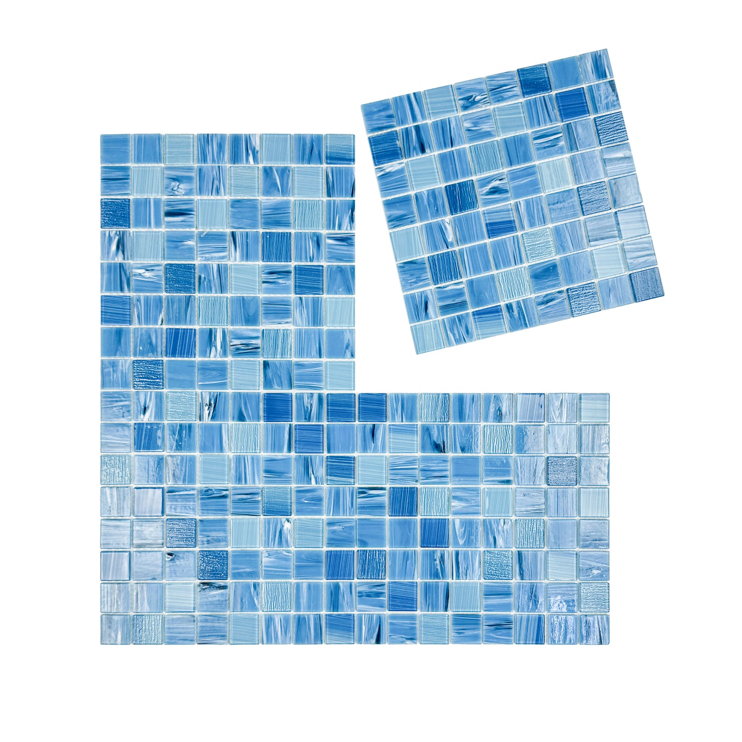 Noble Haven Tiffany Blue & Light Blue Mixed Glass Mosaic Swimming Pool Tile
