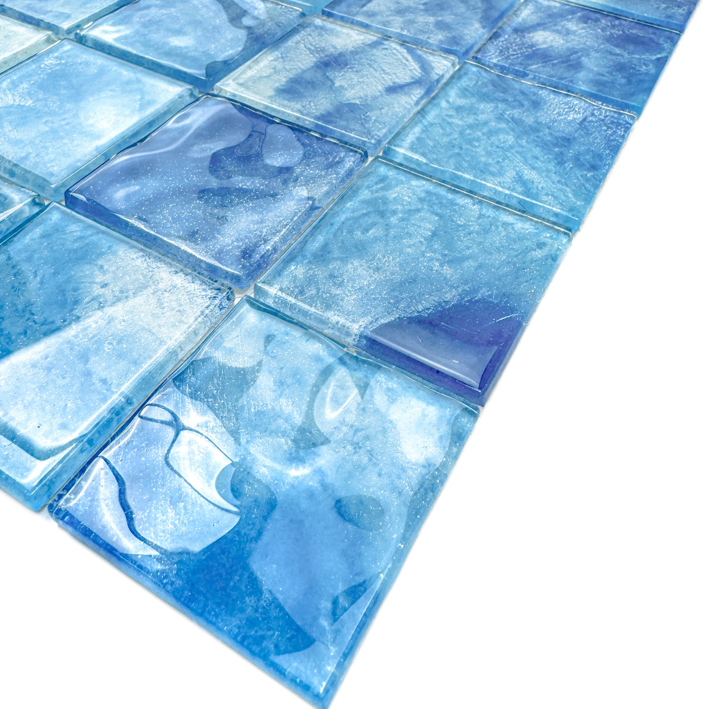 Marble Mirage Series Sky Blue & Ultra Marine Mixed Marble Transparent Texture Crystal Glass Mosaic