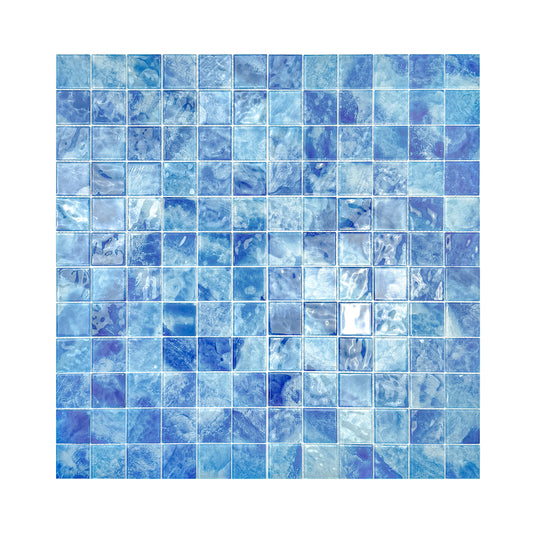 Marble Mirage Series Sky Blue & Ultra Marine Mixed Marble Transparent Texture Crystal Glass Mosaic