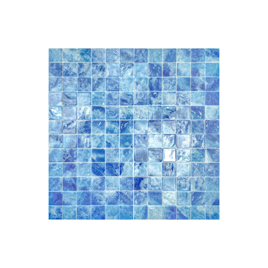 Marble Mirage Series Sky Blue & Ultra Marine Mixed Marble Transparent Texture Crystal Glass Mosaic