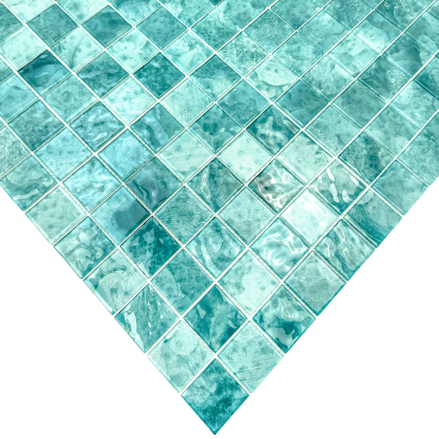 Marble Mirage Series Light Blue & Tiffany Blue Mixed Marble Transparent Texture Crystal Glass Mosaic