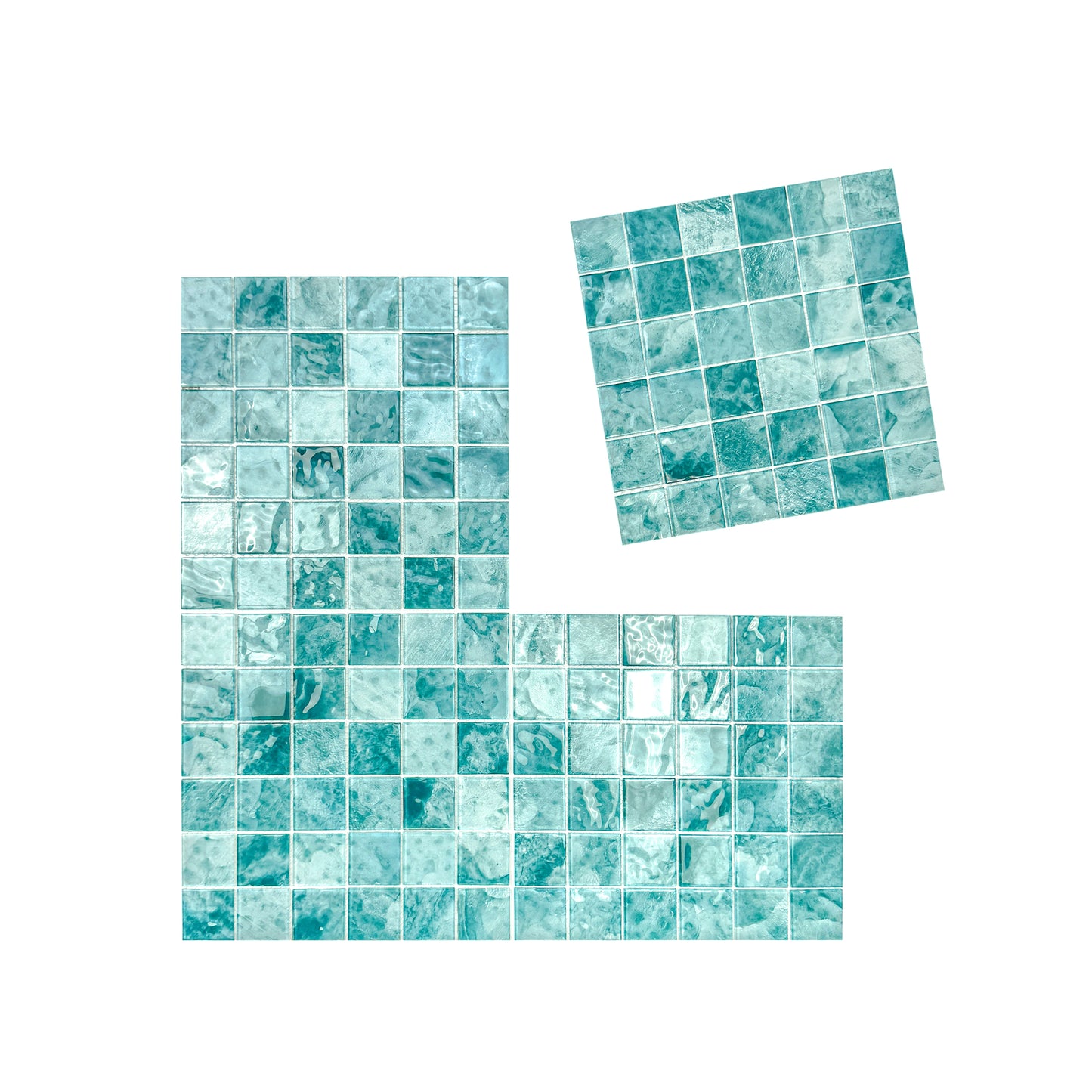 Marble Mirage Series Light Blue & Tiffany Blue Mixed Marble Transparent Texture Crystal Glass Mosaic