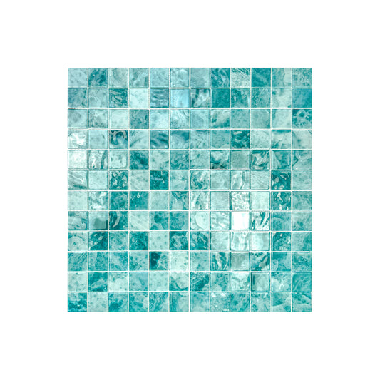 Marble Mirage Series Light Blue & Tiffany Blue Mixed Marble Transparent Texture Crystal Glass Mosaic