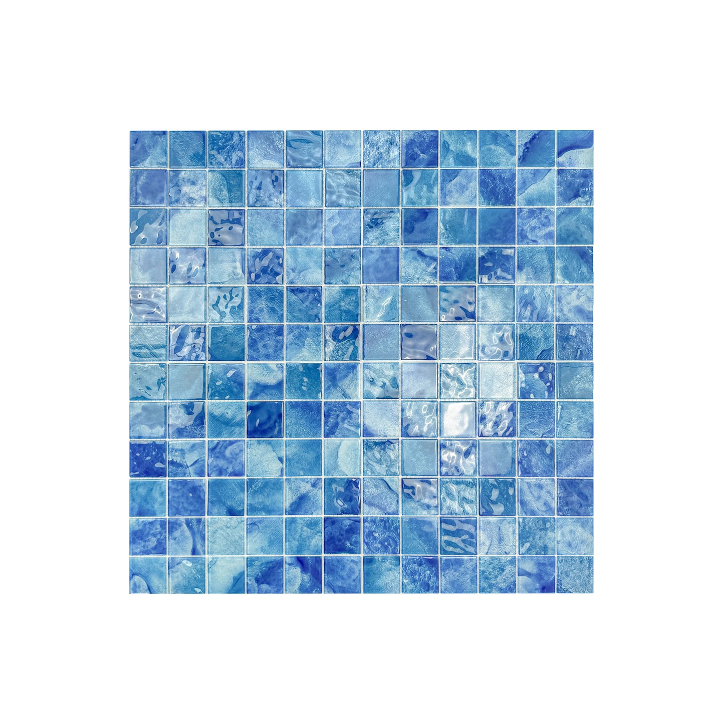 Marble Mirage Series Altramarine Blue & Cobalt Blue Mixed Marble Transparent Texture Crystal Glass Mosaic