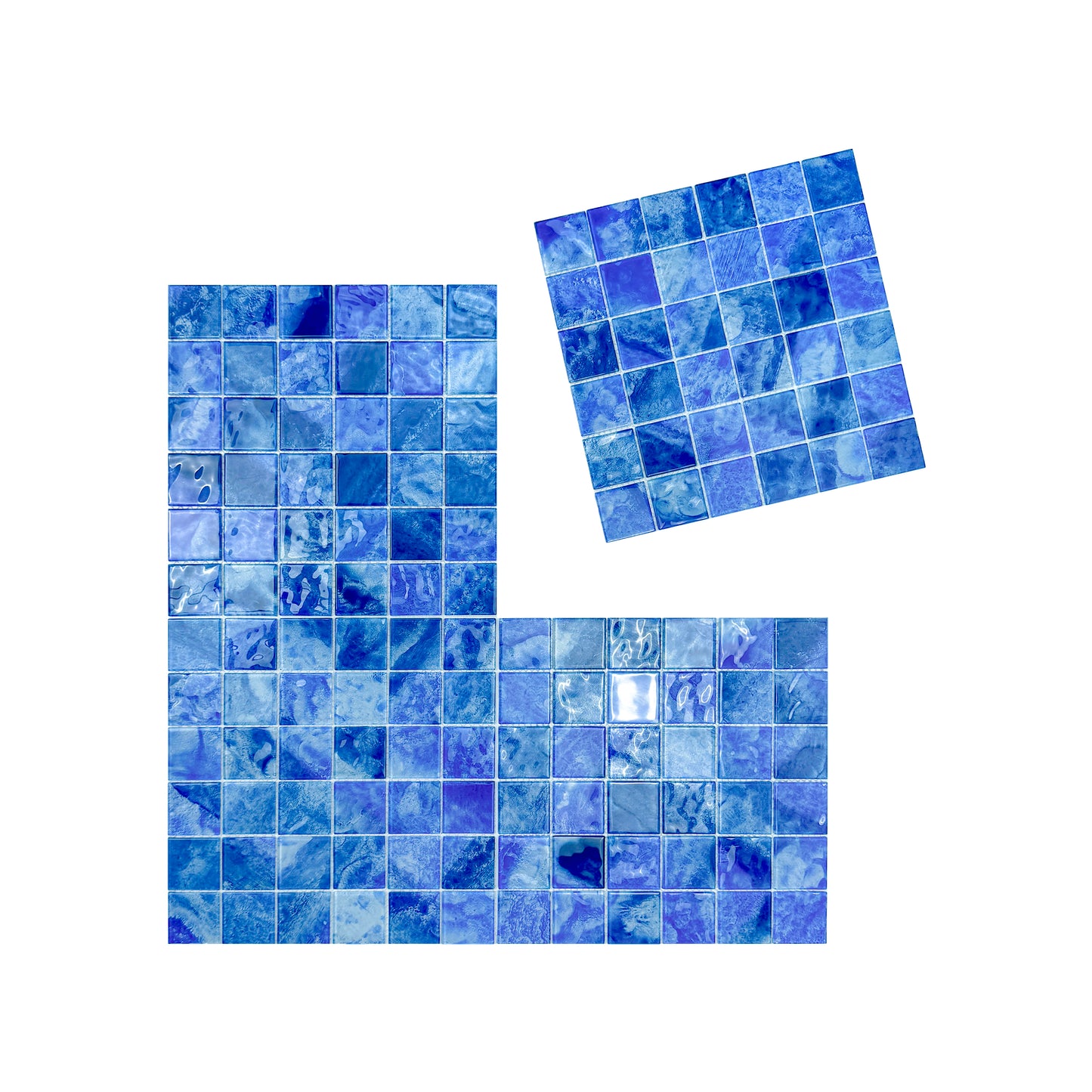 Marble Mirage Series Neon Blue & Yale Blue Mixed Marble Transparent Texture Crystal Glass Mosaic