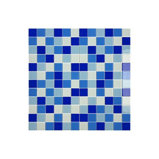 White & Sky Blue & French Blue &Navy Blue Mixed Crystal Glass Mosaic