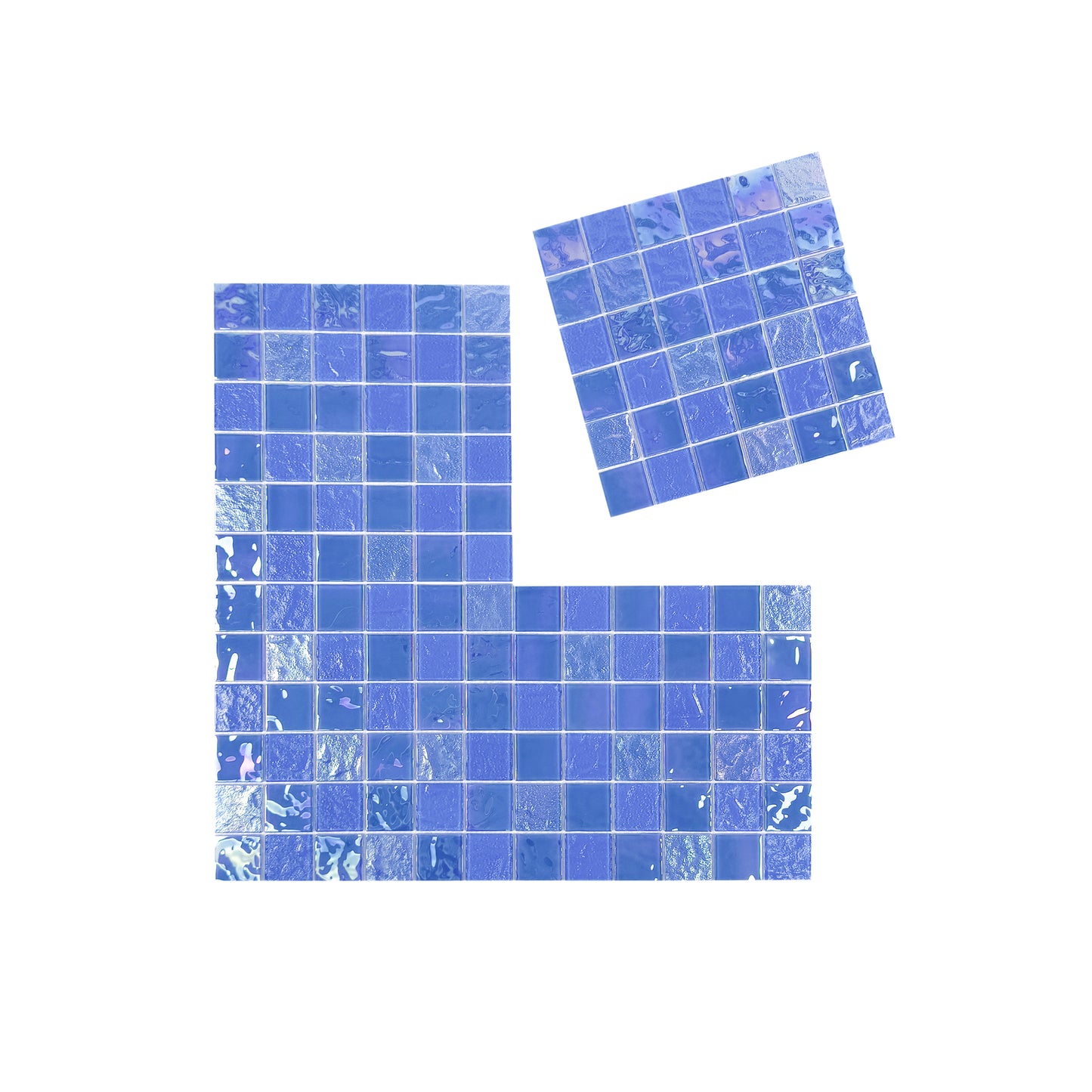 Crystal Cascade Series Light Blue Iridescent Mixed Wave Pattern Crystal Glass Mosaic