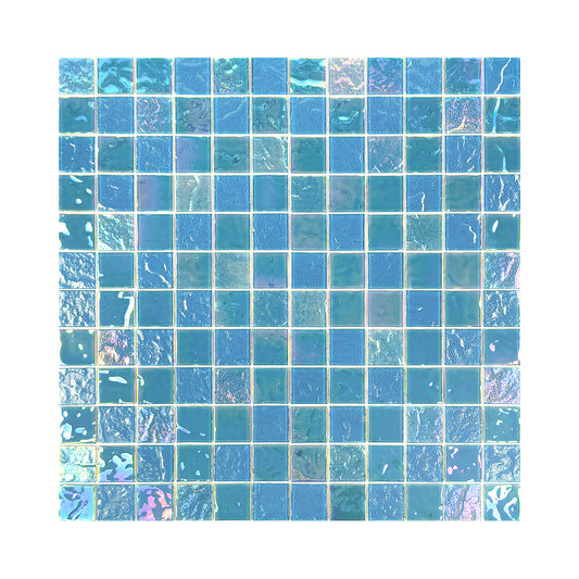 Crystal Cascade Series Jungle Green & Moss Green Iridescent Mixed Wave Pattern Crystal Glass Mosaic