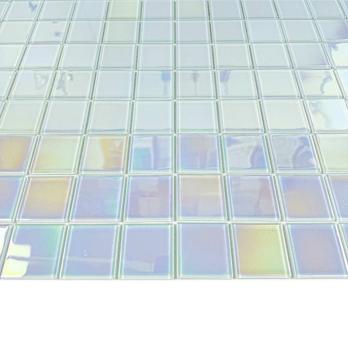 Crystal Cascade Series Smoke Blue & White Iridescent Mixed Crystal Glass Mosaic