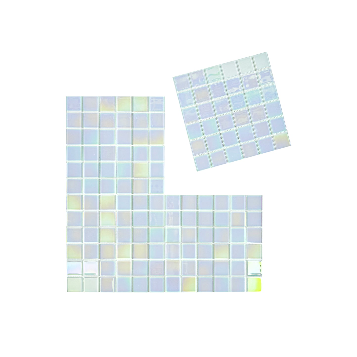 Crystal Cascade Series Smoke Blue & White Iridescent Mixed Crystal Glass Mosaic