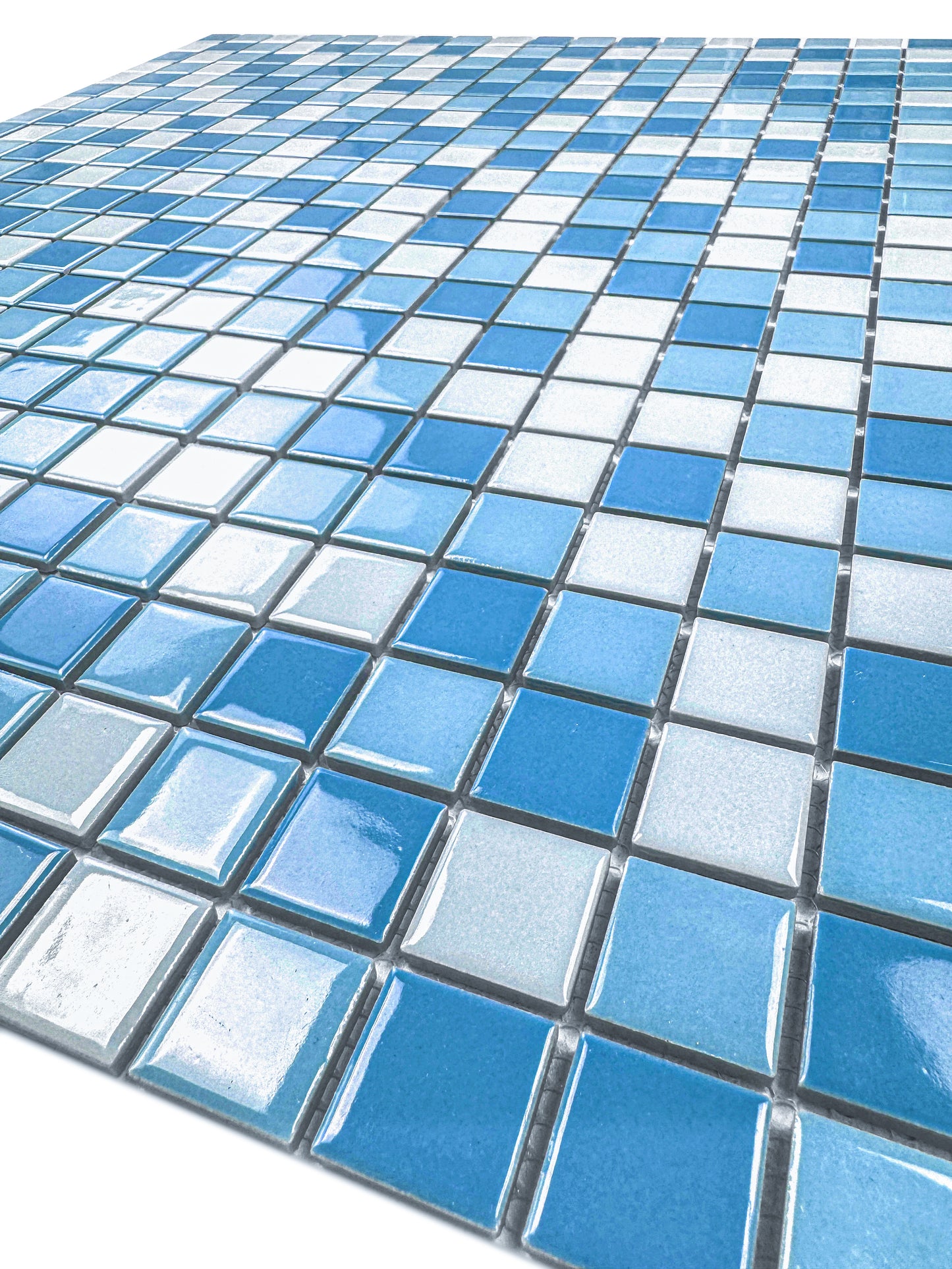 Azure Harmony Powder Blue &Baby Blue & Light Blue Mixed Ordinary Glazed Porcelain Mosaic