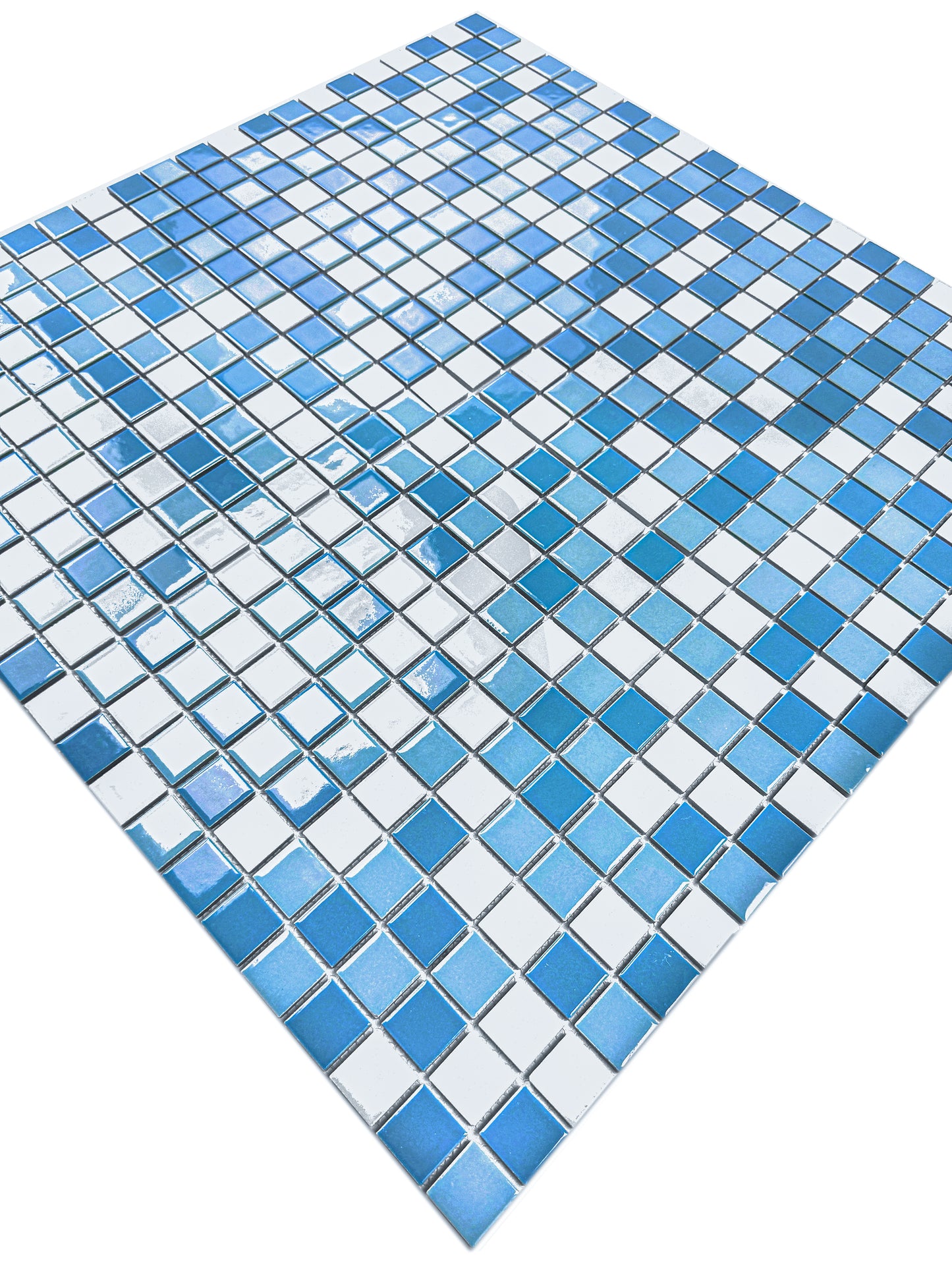 Azure Harmony Powder Blue &Baby Blue & Light Blue Mixed Ordinary Glazed Porcelain Mosaic