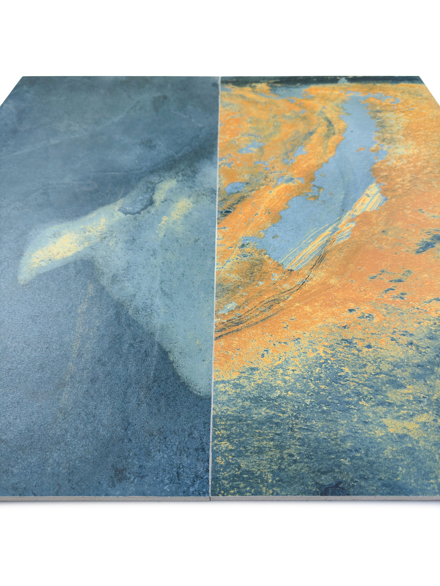 Slate Stone Porcelain Tiles Series Charcoal Grey Golden Mineral Veins Matte Porcelain Tile