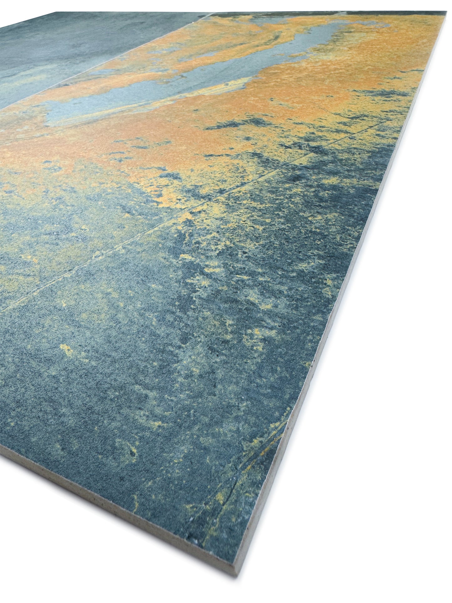 Slate Stone Porcelain Tiles Series Charcoal Grey Golden Mineral Veins Matte Porcelain Tile