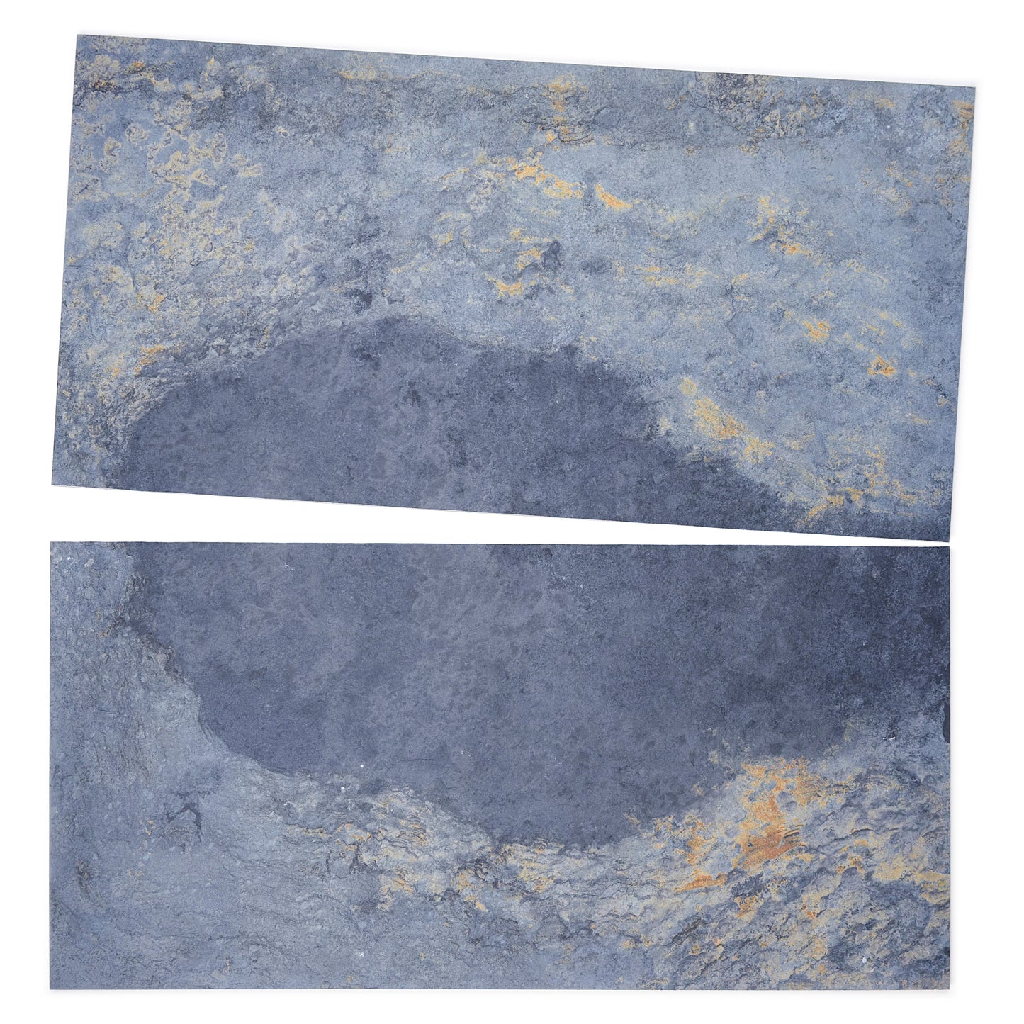 Slate Stone Porcelain Tiles Series Blue Grey Golden Mineral Veins Matte Porcelain Tile
