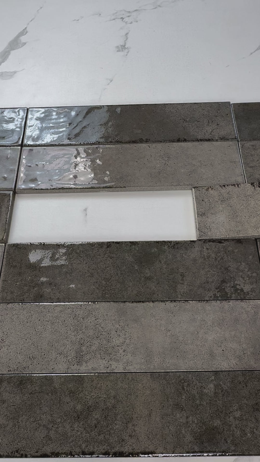 Grey Mixed Glossy Porcelain Artisanal Tile